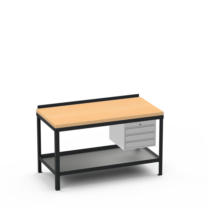 Wood Top Heavy Duty Workbench | 3 Drawer Storage