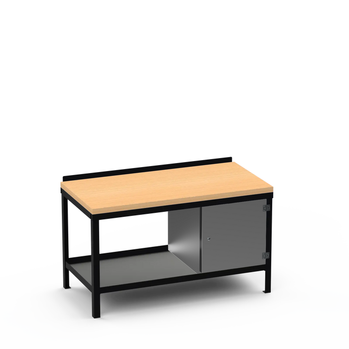 Wood Top Heavy Duty Workbench | Enclosed Cupboard Storage