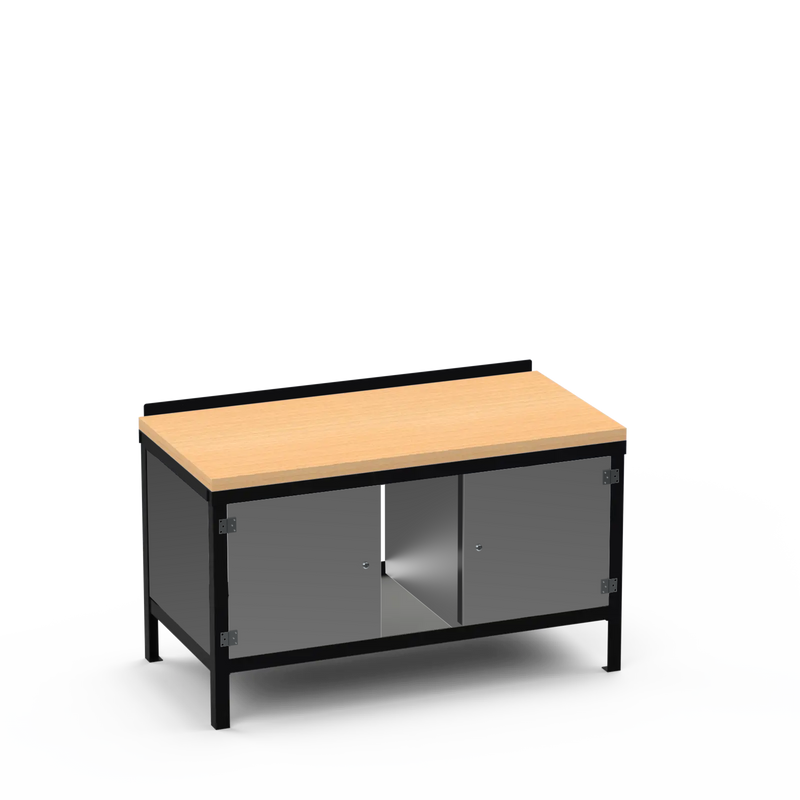 Wood Top Heavy Duty Workbench | Enclosed Cupboard & Storage