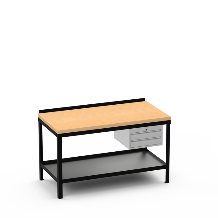 Wood Top Heavy Duty Workbench | 2 Drawer Storage