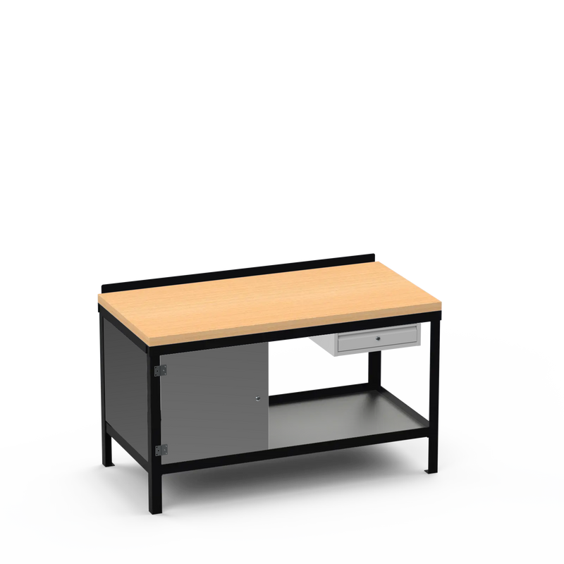 Wood Top Heavy Duty Workbench | Cupboard & Single Drawer Storage Unit