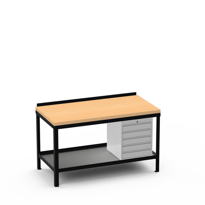 Wood Top Heavy Duty Workbench | 5 Drawer Storage