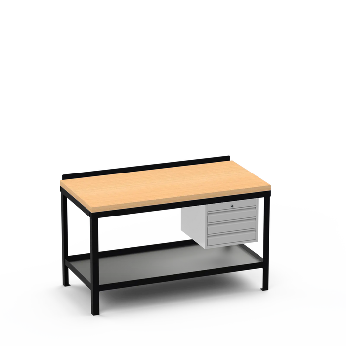Wood Top Heavy Duty Workbench | 3 Drawer Storage