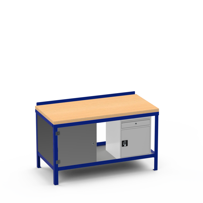 Wood Top Heavy Duty Workbench | Cupboard & Cupboard w/ Drawer Storage