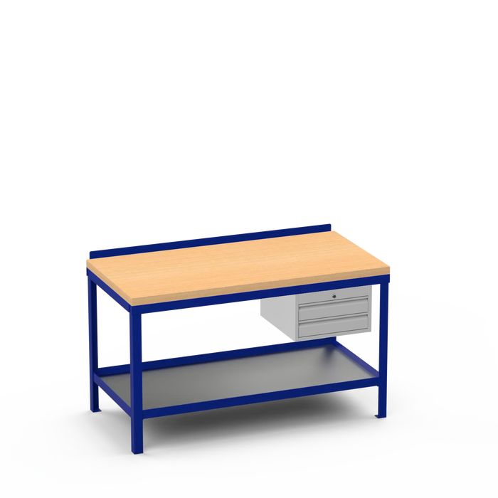 Wood Top Heavy Duty Workbench | 2 Drawer Storage