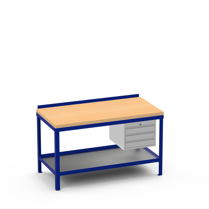 Wood Top Heavy Duty Workbench | 3 Drawer Storage