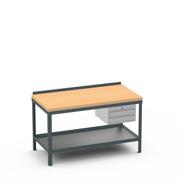 Wood Top Heavy Duty Workbench | 2 Drawer Storage