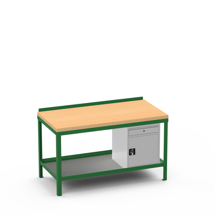 Wood Top Heavy Duty Workbench | Cupboard w/ Drawer Storage
