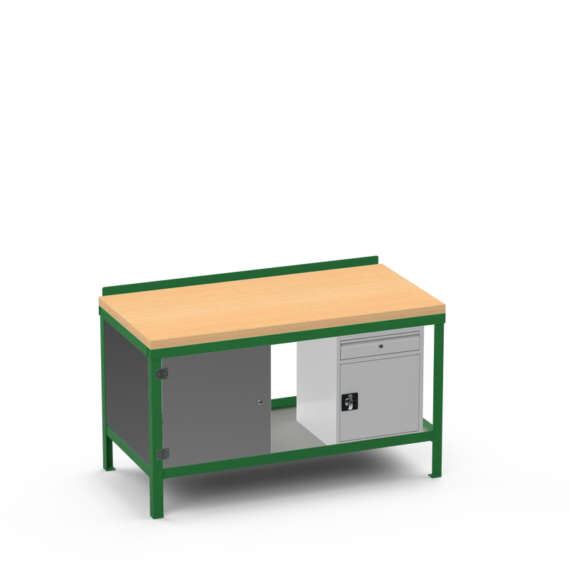 Wood Top Heavy Duty Workbench | Cupboard & Cupboard w/ Drawer Storage