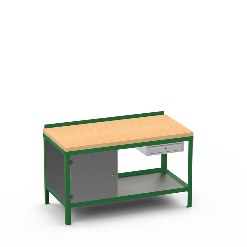 Wood Top Heavy Duty Workbench | Cupboard & Single Drawer Storage Unit