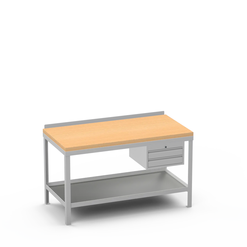 Wood Top Heavy Duty Workbench | 2 Drawer Storage