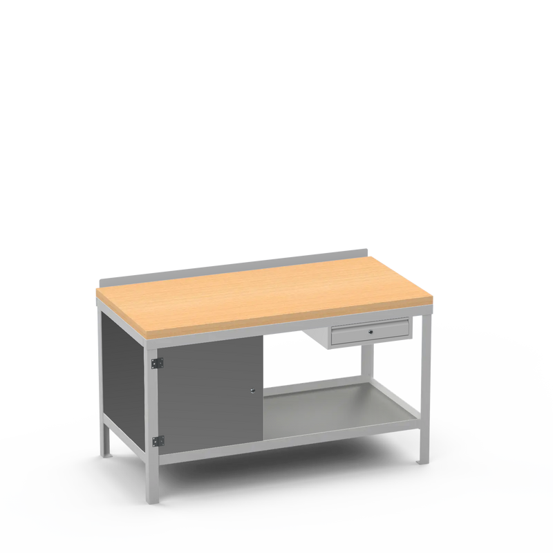 Wood Top Heavy Duty Workbench | Cupboard & Single Drawer Storage Unit