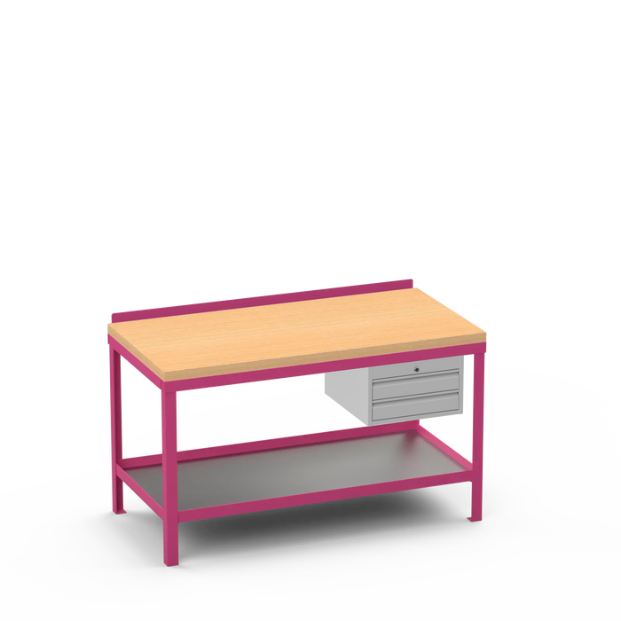 Wood Top Heavy Duty Workbench | 2 Drawer Storage