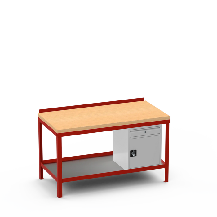 Wood Top Heavy Duty Workbench | Cupboard w/ Drawer Storage