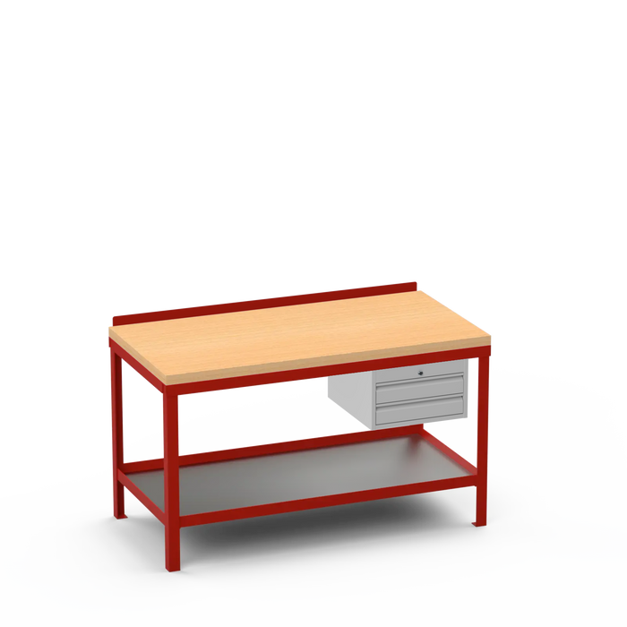 Wood Top Heavy Duty Workbench | 2 Drawer Storage
