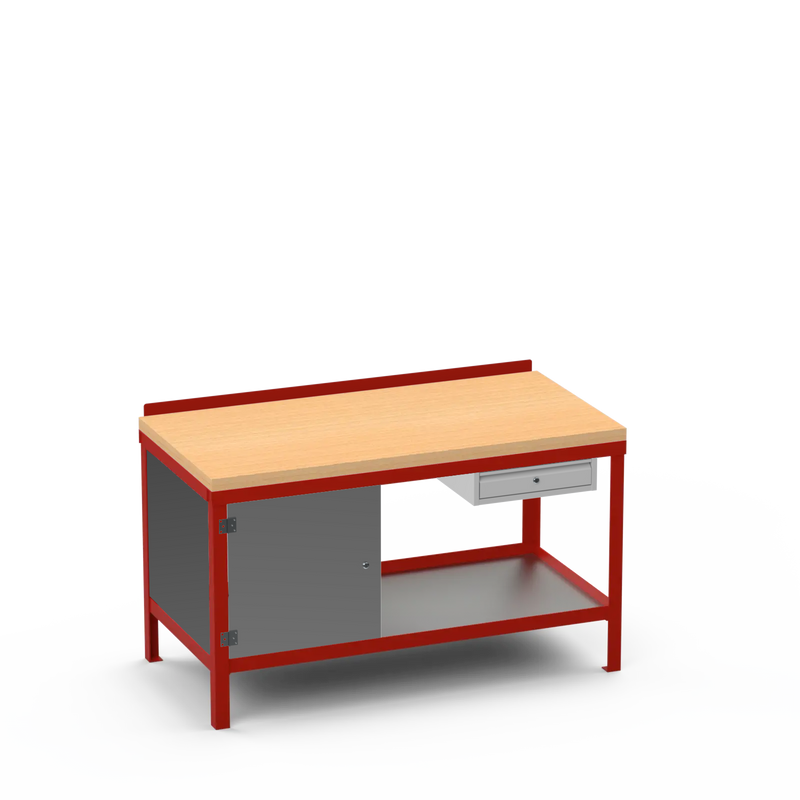 Wood Top Heavy Duty Workbench | Cupboard & Single Drawer Storage Unit