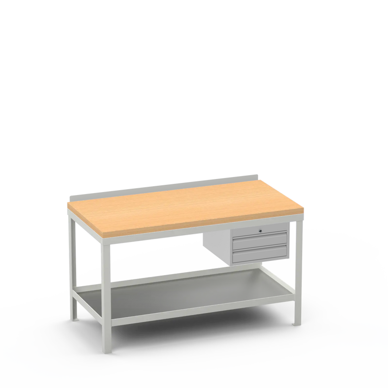 Wood Top Heavy Duty Workbench | 2 Drawer Storage