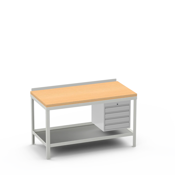 Wood Top Heavy Duty Workbench | 4 Drawer Storage