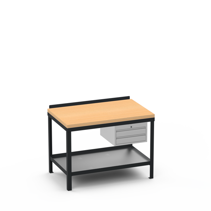Wood Top Heavy Duty Workbench | 2 Drawer Storage