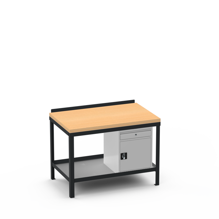 Wood Top Heavy Duty Workbench | Cupboard w/ Drawer Storage