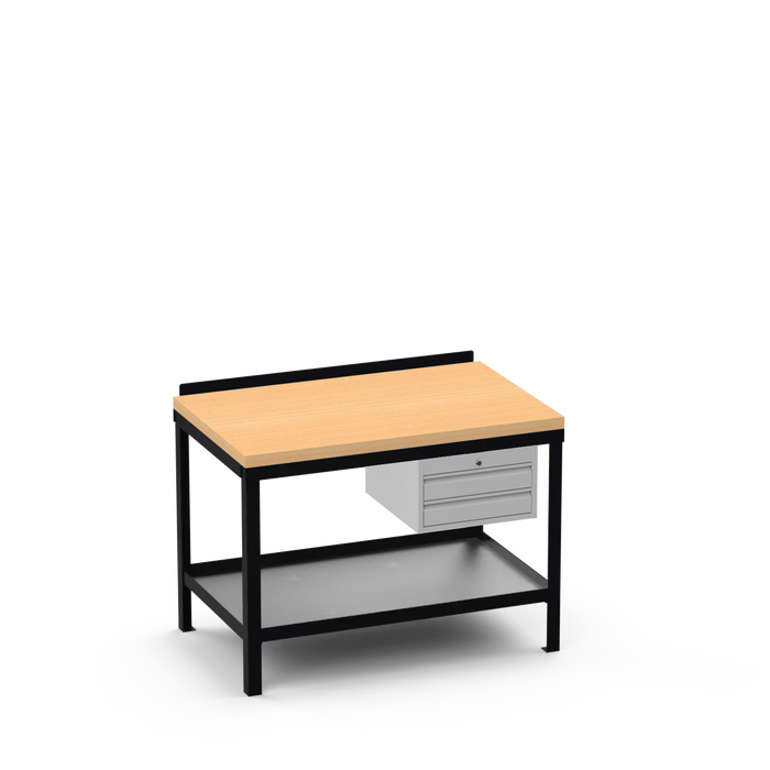 Wood Top Heavy Duty Workbench | 2 Drawer Storage