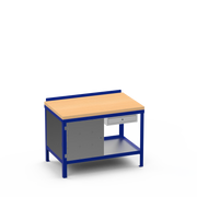 Wood Top Heavy Duty Workbench | Enclosed Cupboard & Single Drawer Storage