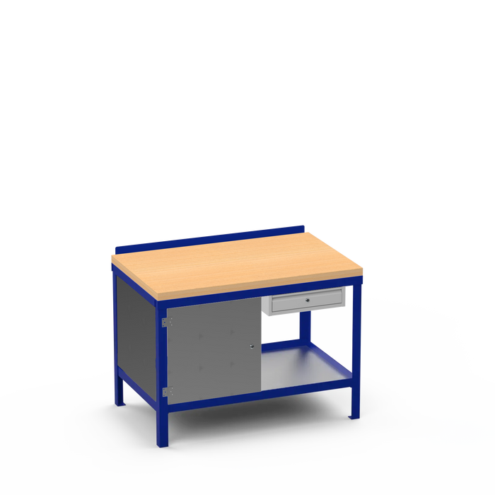 Wood Top Heavy Duty Workbench | Enclosed Cupboard & Single Drawer Storage