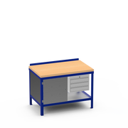 Wood Top Heavy Duty Workbench | Enclosed Cupboard & 3 Drawer Storage