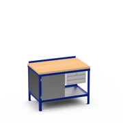 Wood Top Heavy Duty Workbench | Enclosed Cupboard & 2 Drawer Storage