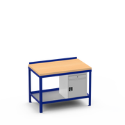 Wood Top Heavy Duty Workbench | Cupboard w/ Drawer Storage