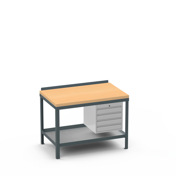 Wood Top Heavy Duty Workbench | 4 Drawer Storage