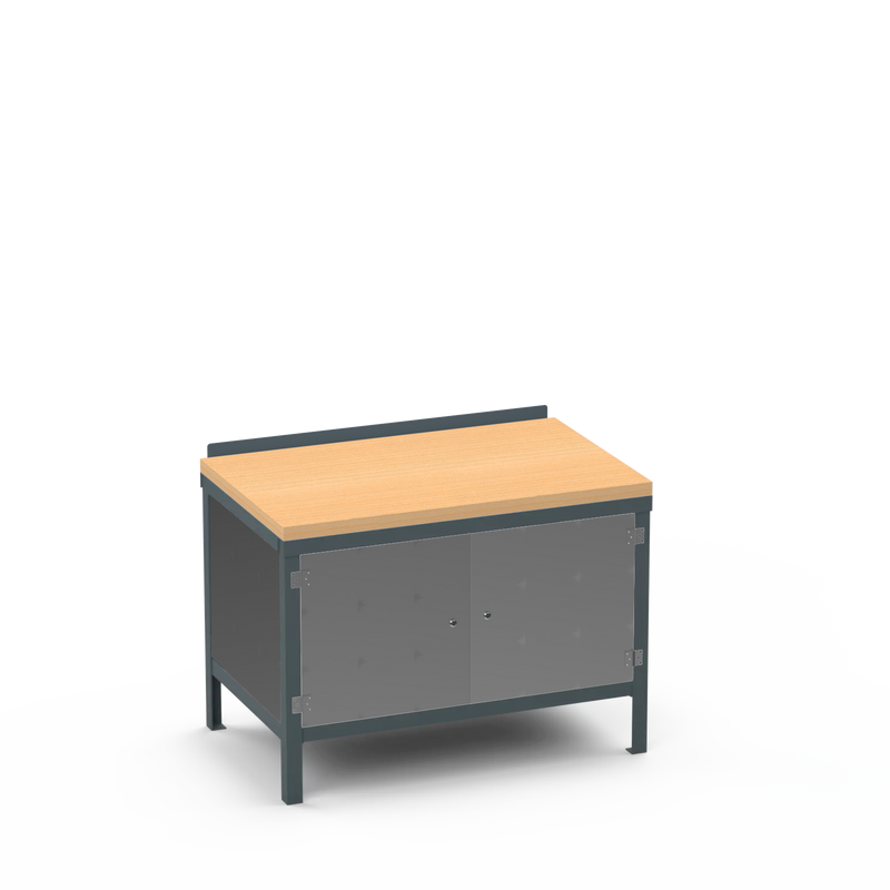 Wood Top Heavy Duty Workbench | Enclosed Cupboard & Storage
