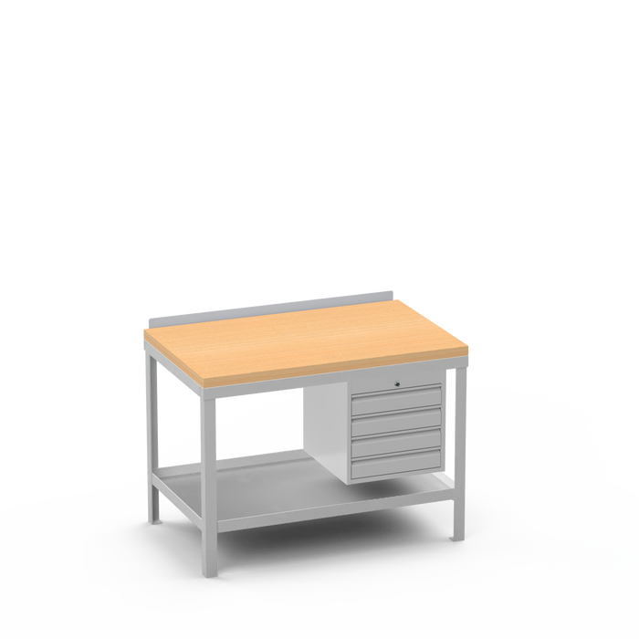 Wood Top Heavy Duty Workbench | 4 Drawer Storage