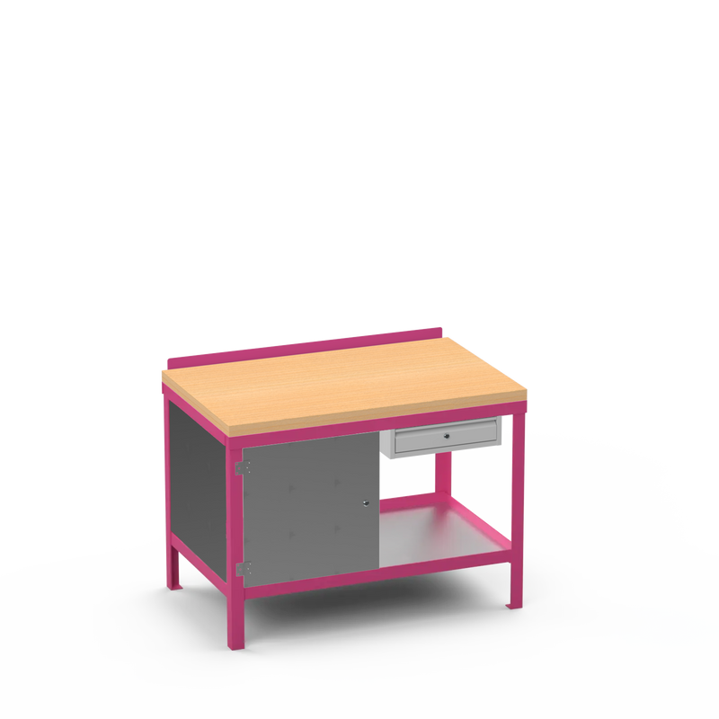 Wood Top Heavy Duty Workbench | Cupboard & Single Drawer Storage Unit