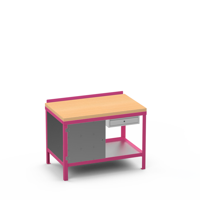 Wood Top Heavy Duty Workbench | Enclosed Cupboard & Single Drawer Storage