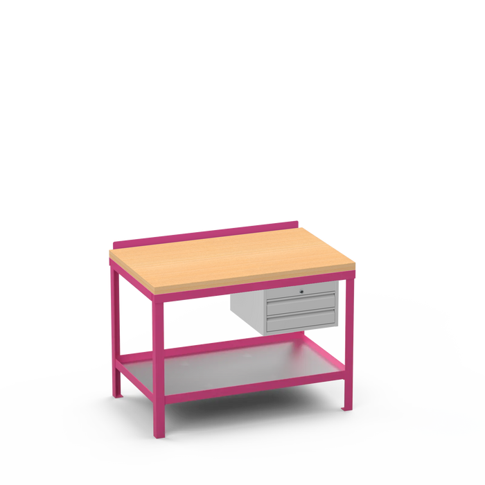 Wood Top Heavy Duty Workbench | 2 Drawer Storage