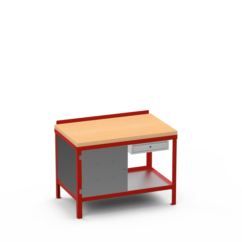 Wood Top Heavy Duty Workbench | Cupboard & Single Drawer Storage Unit