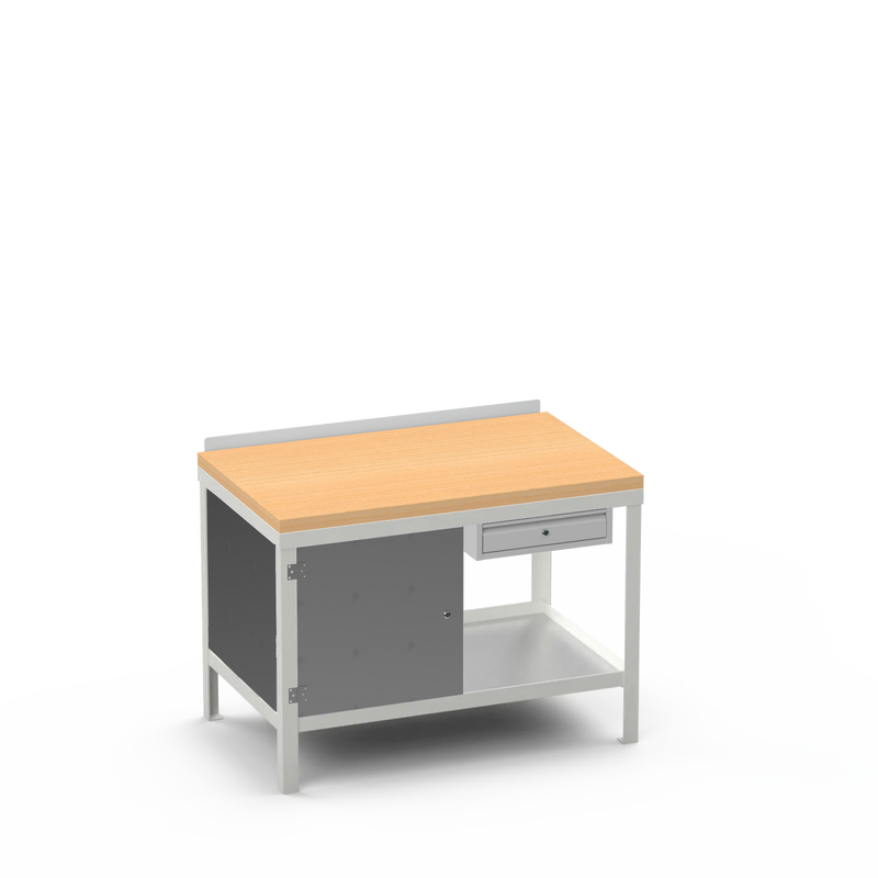 Wood Top Heavy Duty Workbench | Cupboard & Single Drawer Storage Unit