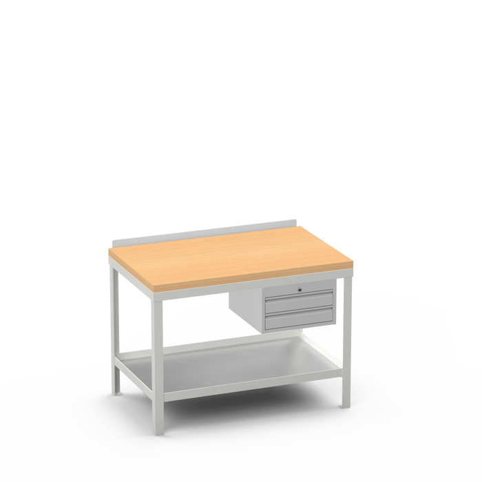 Wood Top Heavy Duty Workbench | 2 Drawer Storage