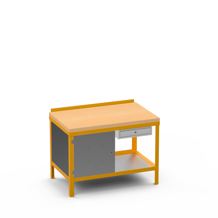 Wood Top Heavy Duty Workbench | Enclosed Cupboard & Single Drawer Storage