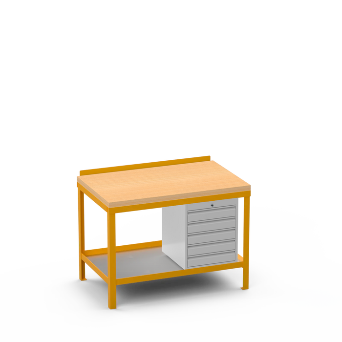 Wood Top Heavy Duty Workbench | 5 Drawer Storage