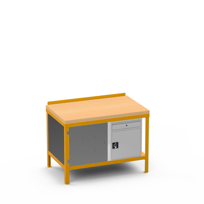 Wood Top Heavy Duty Workbench | Enclosed Cupboard & Cupboard w/ Drawer Storage