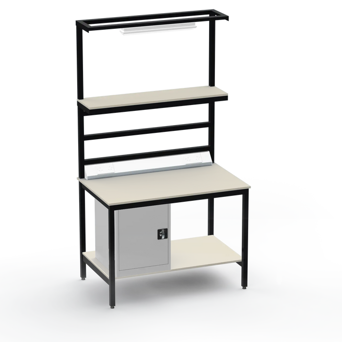 Electronics ESD Workbench | Anti-Static Worktop | Cupboard & Upper & Lower Shelves & Lighting & Electrical