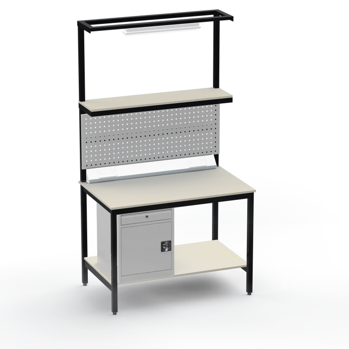 Electronics ESD Workbench | Anti-Static Worktop | Cupboard With Drawer | Tool Panel | Lighting Rail & Electrical