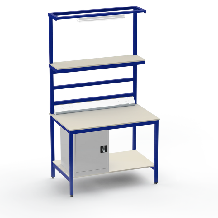 Electronics ESD Workbench | Anti-Static Worktop | Cupboard & Upper & Lower Shelves & Lighting & Electrical