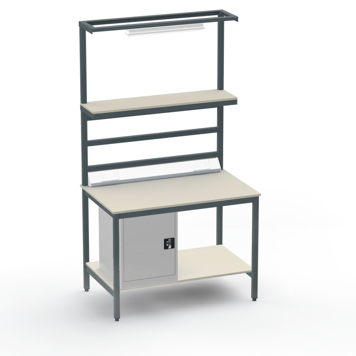 Electronics ESD Workbench | Anti-Static Worktop | Cupboard & Upper & Lower Shelves & Lighting & Electrical