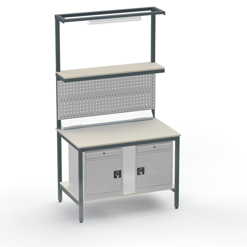 Electronics ESD Workbench | Anti-Static Worktop | Twin Cupboards With Drawer & Tool Panel