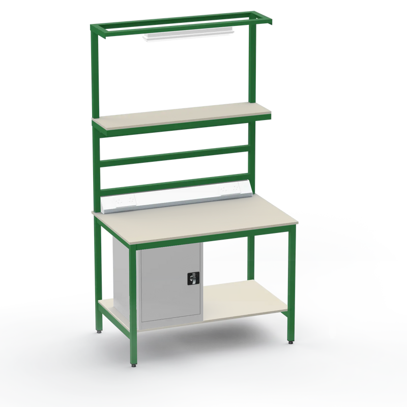 Electronics ESD Workbench | Anti-Static Worktop | Cupboard & Upper & Lower Shelves & Lighting & Electrical