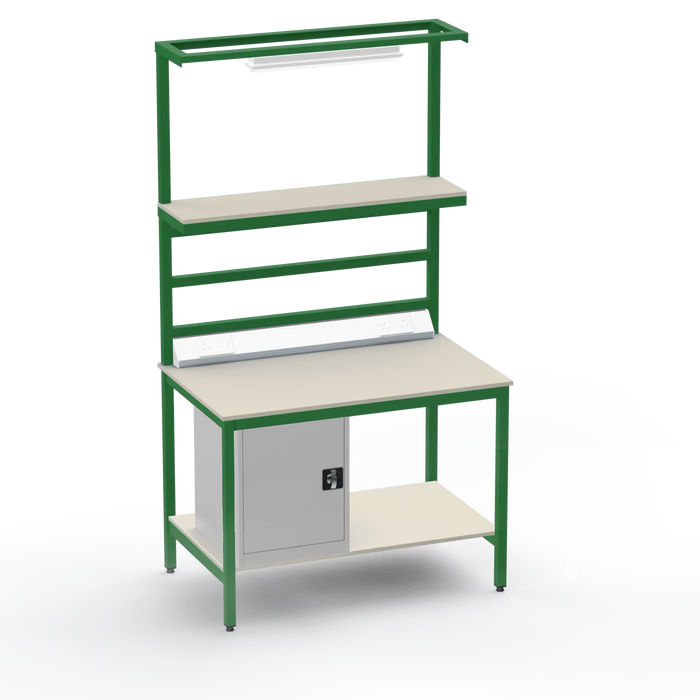 Electronics ESD Workbench | Anti-Static Worktop | Cupboard & Upper & Lower Shelves & Lighting & Electrical