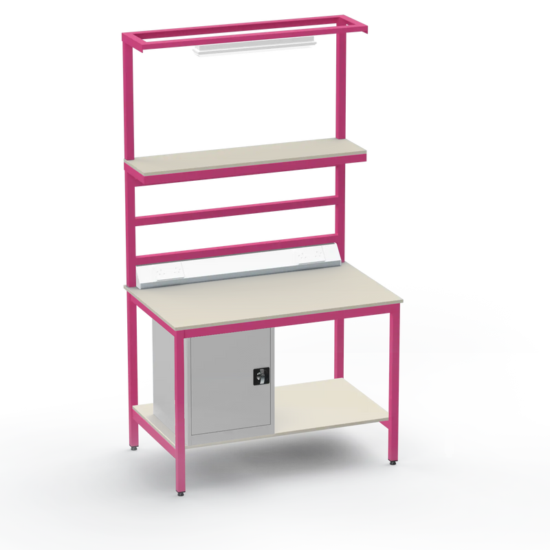 Electronics ESD Workbench | Anti-Static Worktop | Cupboard & Upper & Lower Shelves & Lighting & Electrical
